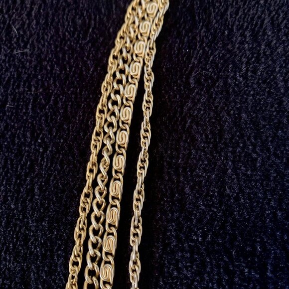 Goldette NY Signed Necklace 4 Strand Chain Layered Goldtone Bow Clasp Vintage - Picture 8 of 10